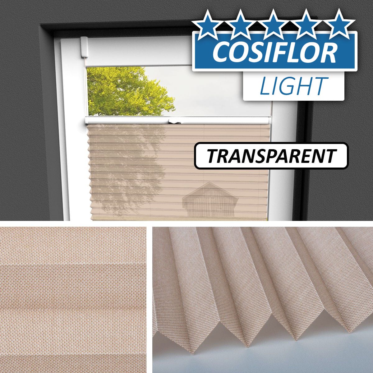 Transparentes Plissee Rollo </br>Kassel-04 | CL