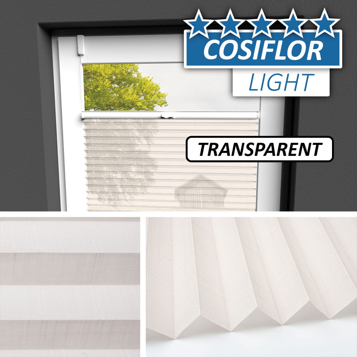 Transparentes Plissee Rollo </br>Kiel-07 | CL