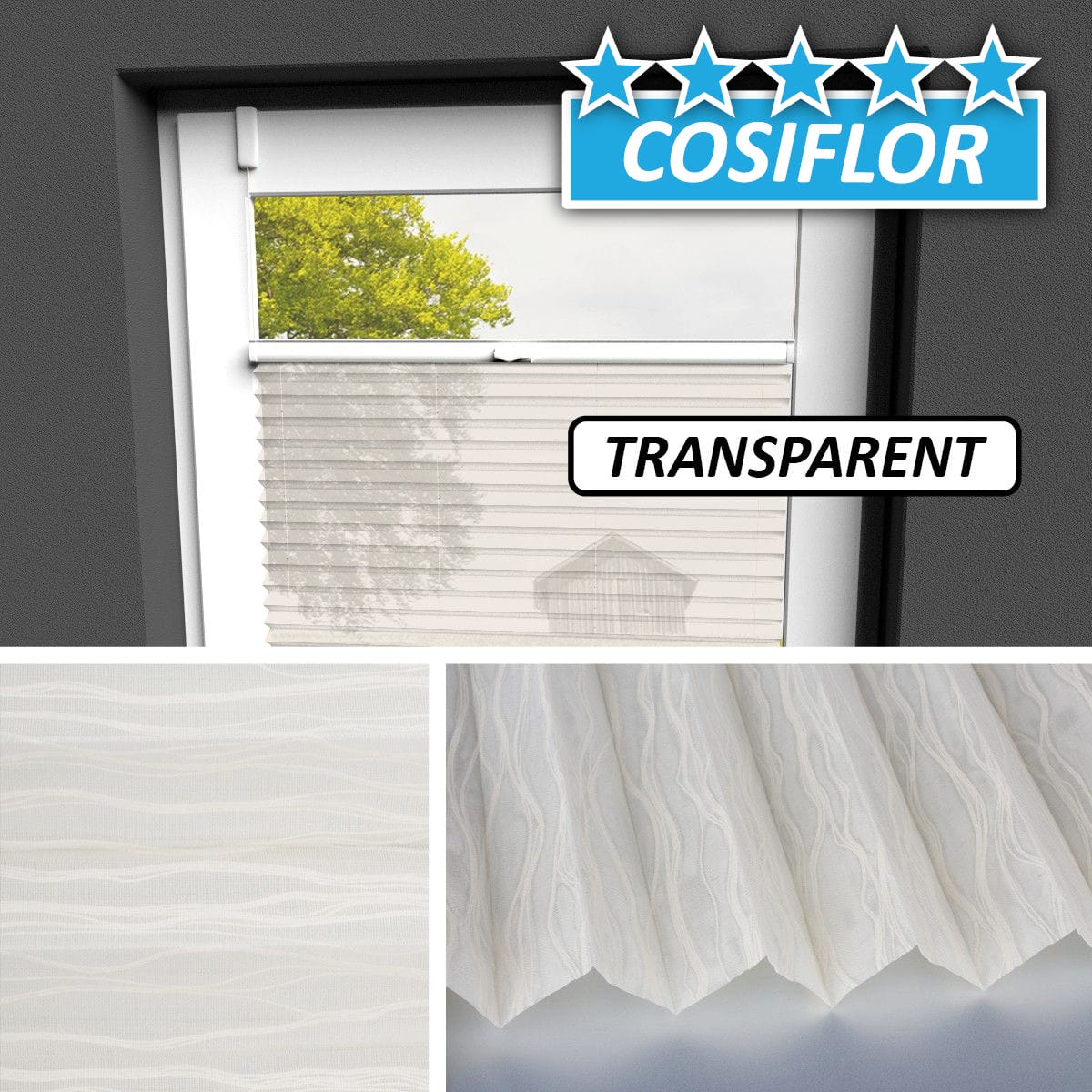 Transparentes Plissee Rollo </br>Kos-3108