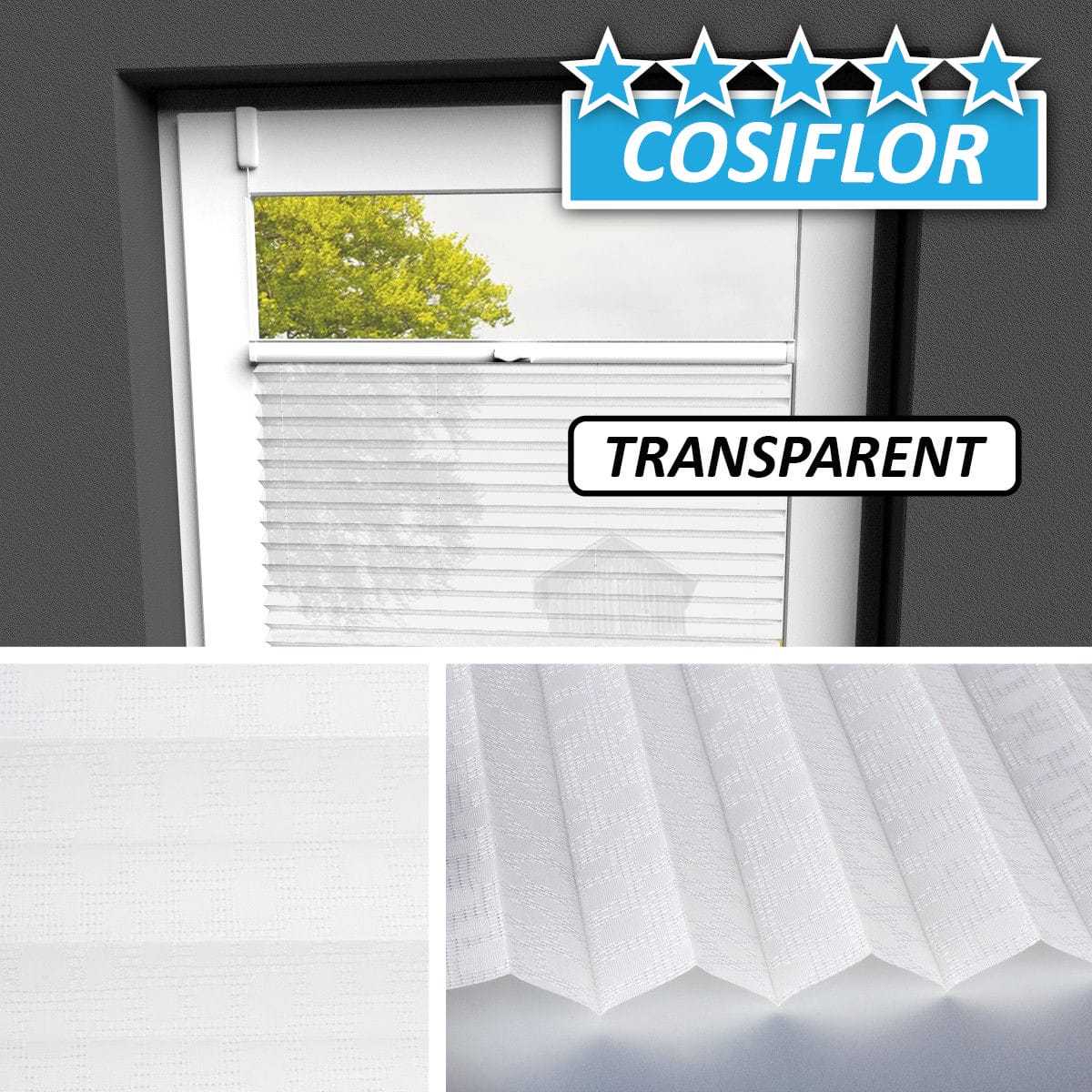 Transparentes Plissee Rollo </br>Kos-3202