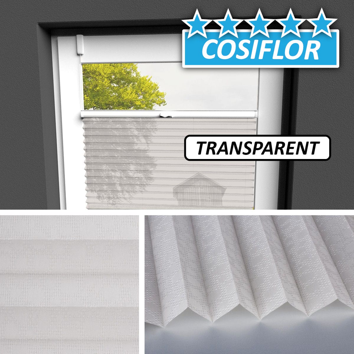 Transparentes Plissee Rollo </br>Kos-3213