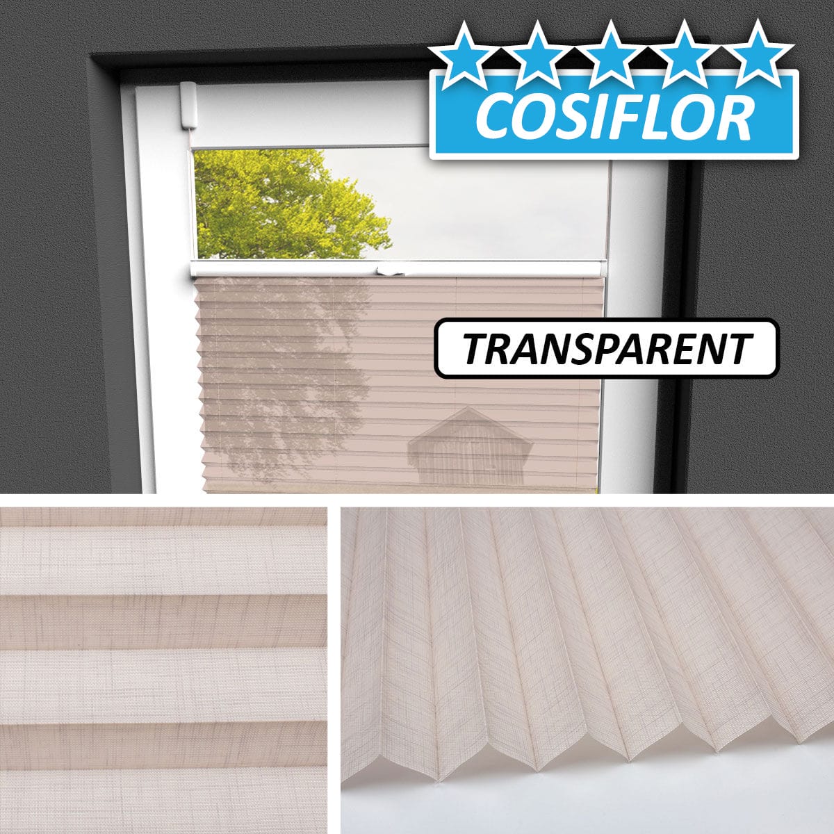 Transparentes Plissee Rollo </br>Kreta-5130