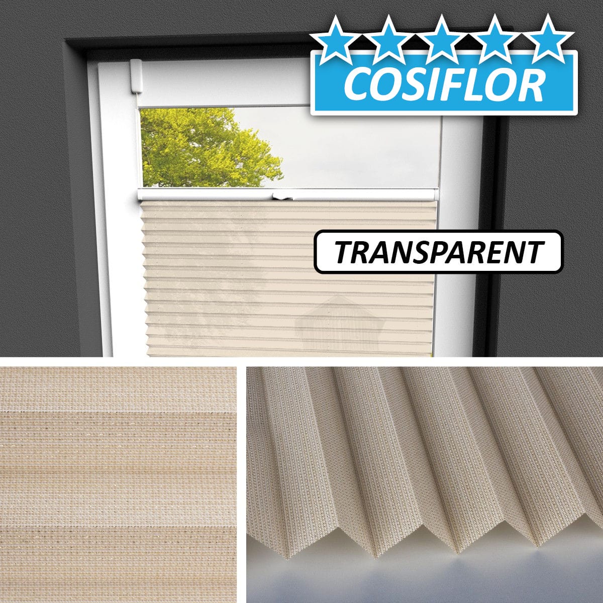 Transparentes Plissee Rollo </br>Kreta-5205