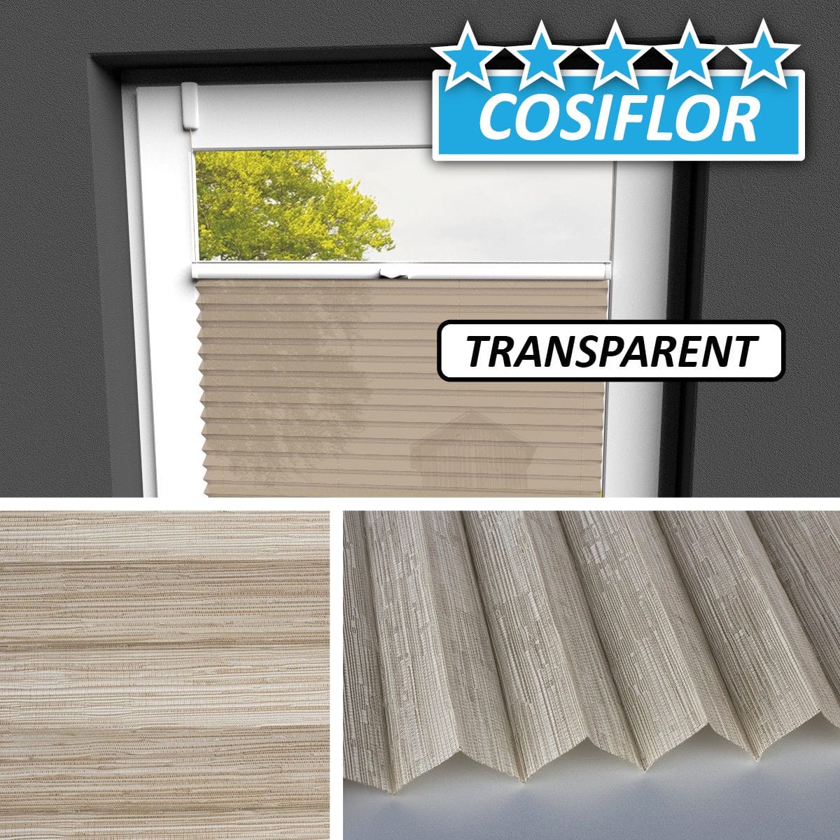 Transparentes Plissee </br>Kreta-5303